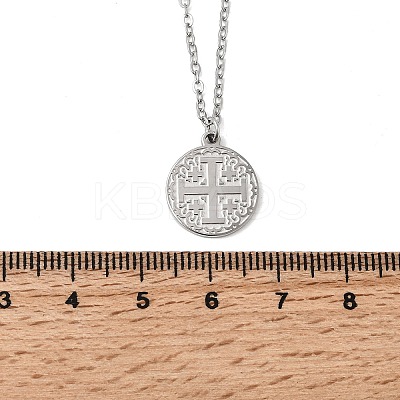 Jerusalem Cross 304 Stainless Steel Medal Pendant Necklaces NJEW-D349-01P-1