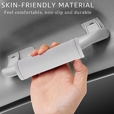 2Pcs Imitation Leather Car Door Handle Protective Cover AJEW-CL0002-56A-1