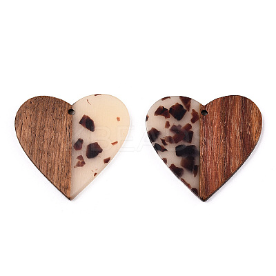 Transparent Resin & Walnut Wood Pendants RESI-TAC0017-73-B02-1