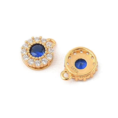 925 Sterling Silver Clear & Dark Blue Cubic Zirconia Flat Round Charms STER-NH0001-78G-1