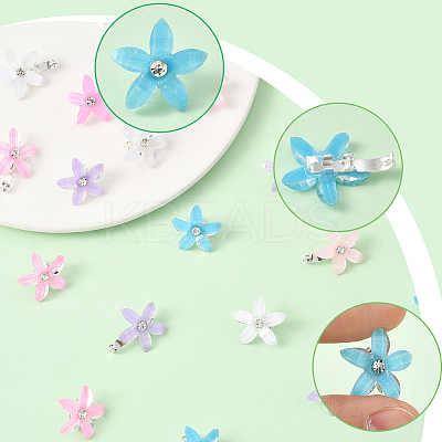 30Pcs 5 Colors Zinc Alloy Resin Hair Fastener OHAR-SC0001-16A-1