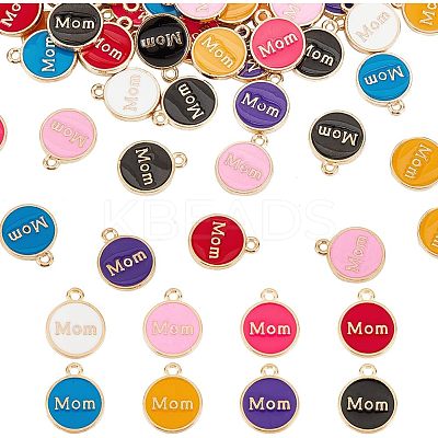 80Pcs 8 Colors Mother's Day Theme Alloy Enamel Charms ENAM-OC0001-07-1