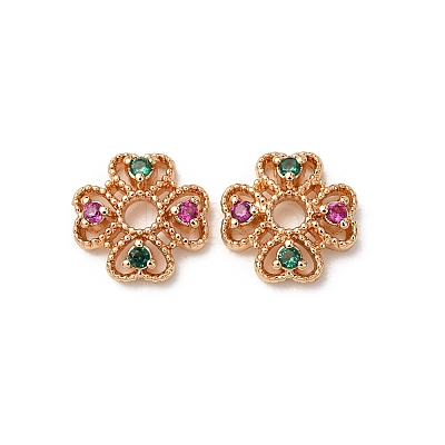 Brass Cubic Zirconia Bead Caps ZIRC-L105-03A-G-1