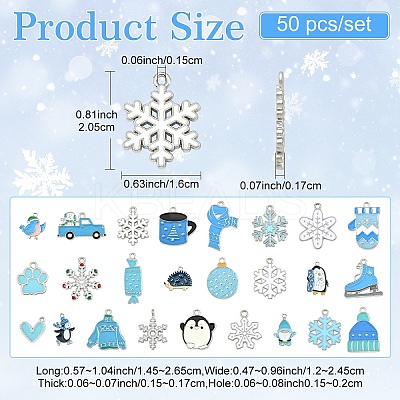 50Pcs 25 Styles Winter Theme Alloy Enamel Pendants ENAM-YW0005-59-1