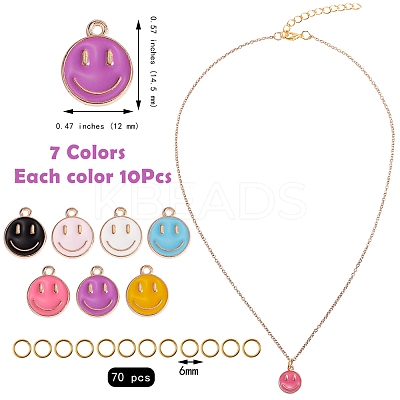70Pcs 7 Colors Alloy Enamel Charms ENAM-SZ0002-22-1
