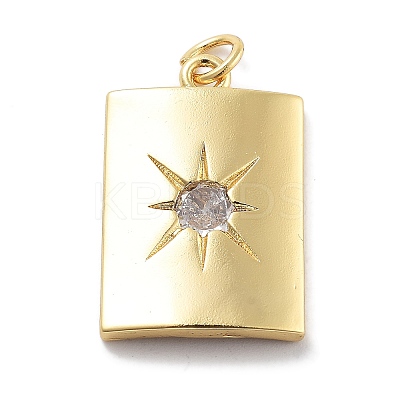 Rack Plating Brass Micro Pave Cubic Zirconia & Glass Pendants KK-Z071-87G-01-1