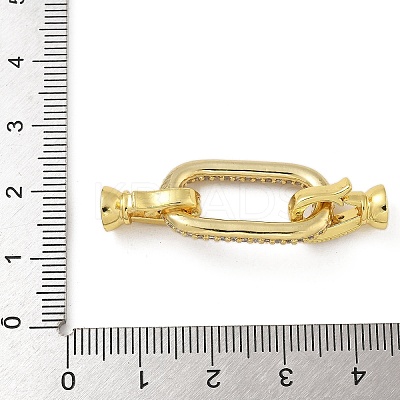 Rack Plating Brass Micro Pave Clear Cubic Zirconia Fold Over Clasps KK-A234-021B-G-1