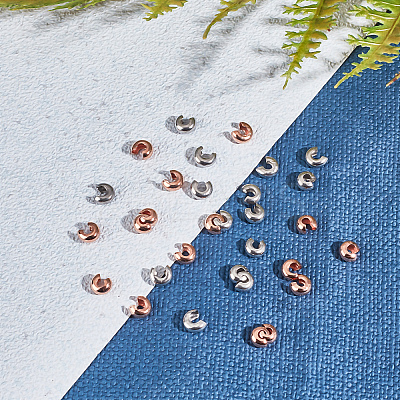 Electroplated 304 Stainless Steel Crimp Beads Covers STAS-UN0006-85-1