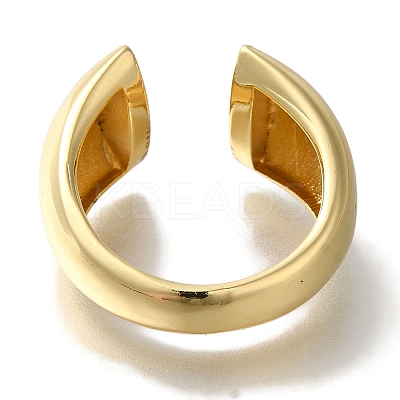 Rack Plating Brass Clear Cubic Zirconia Wide Open Cuff Rings RJEW-S411-15G-1