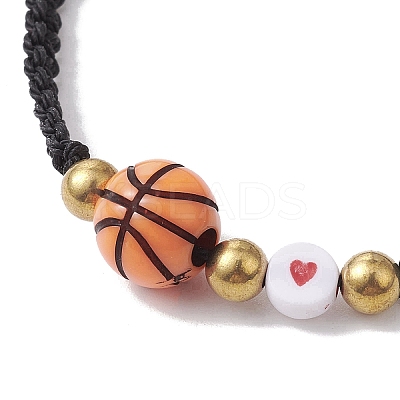 4Pcs 4 Style Sport Theme Acylic & Alloy Braided Bead Bracelets Set BJEW-JB10122-1