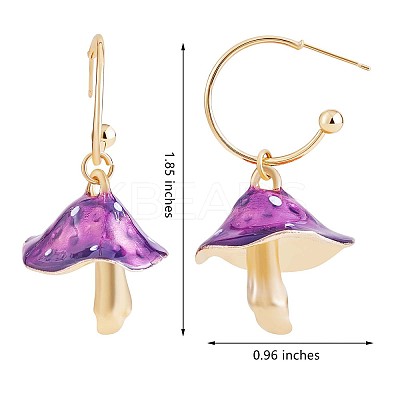 Enamel Mushroom Dangle Stud Earrings JE987A-1