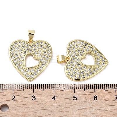 Heart Brass Micro Pave Cubic Zirconia Pendants KK-E102-05G-1