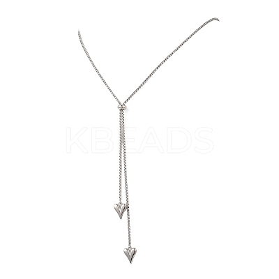 Adjustable Alloy Heart Pendant 304 Stainless Steel Box Chain Lariat Necklaces for Women NJEW-JN05902-02-1