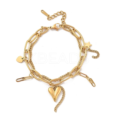 304 Stainless Steel Double-strand Bracelets LS-BJEW-M092-01G-1