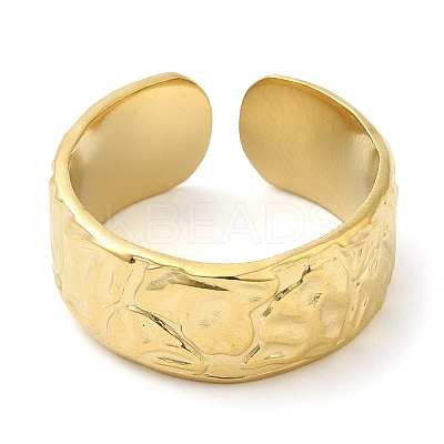 304 Stainless Steel Textured Open Cuff Ring for Women RJEW-I098-26G-1