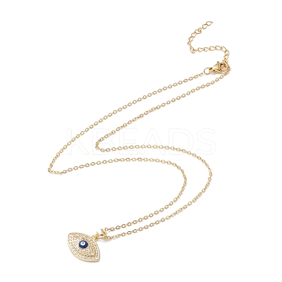 Clear Cubic Zirconia Evil Eye Pendant Necklace NJEW-O125-03G-1