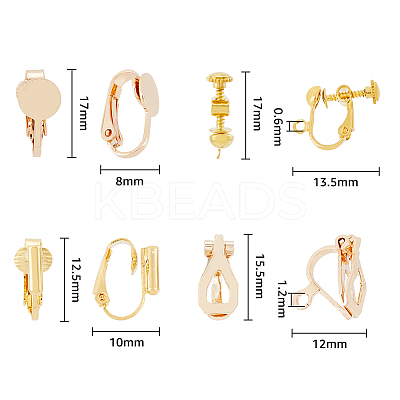 32Pcs 8 Style Brass Clip-on Earring Findings KK-HY0001-04-1