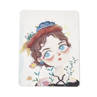 Rectangle Girl Print Paper Earring Necklace Display Card CDIS-M007-02D-1