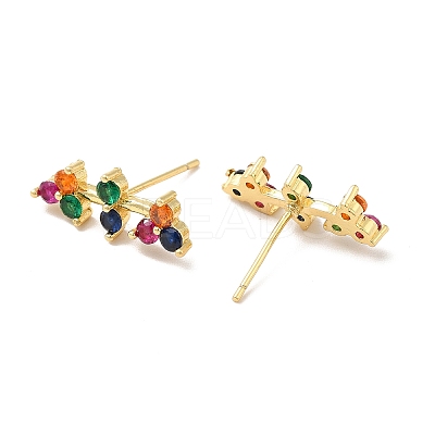 Colorful Cubic Zirconia Bar Shape Stud Earrings KK-H434-28G-1