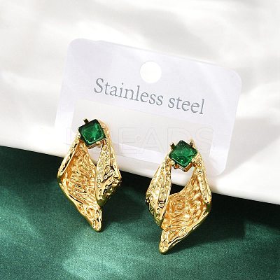 Conch 304 Stainless Steel Glass Stud Earrings EJEW-M105-04G-1