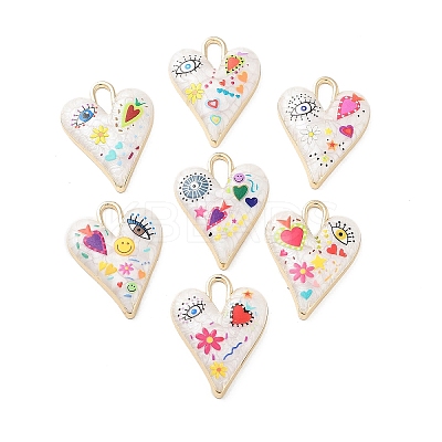 Rack Plating Alloy Enamel Pendants X-FIND-C050-09G-1