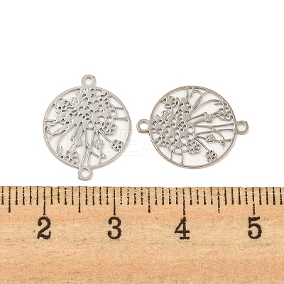 Rack Plating Brass Hollow Out Flower Connector Charms KKC-D001-21P-1