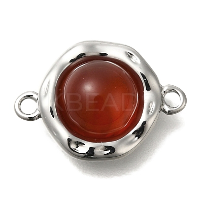 Natural Carnelian(Dyed & Heated) Flat Round Links Connector Charms KK-K388-04P-1