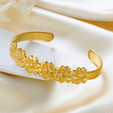 304 Stainless Steel Cuff Bangles for Women BJEW-P359-02G-1