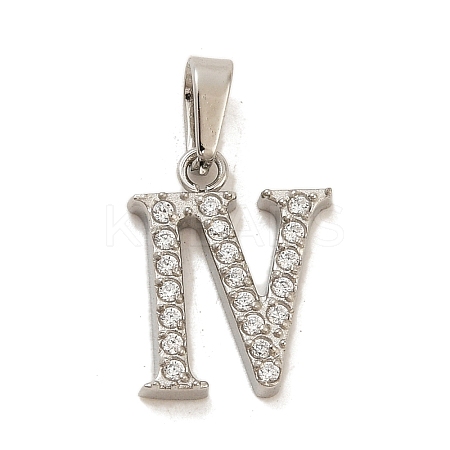 304 Stainless Steel Micro Pave Cubic Zirconia Pendants STAS-H228-02P-04-1