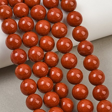 Grade A Natural Red Jasper Bead Strands G-P075-36-10mm-1
