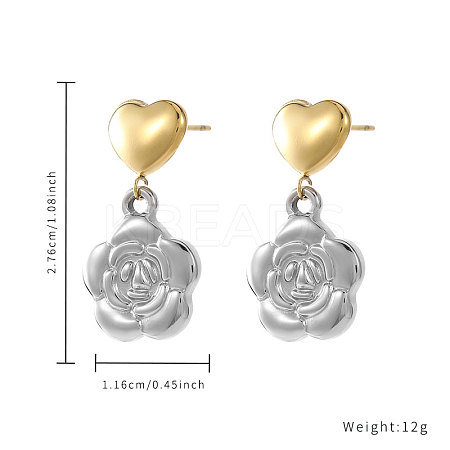 Stylish Stainless Steel Two Tone Design Ladies Dangle Stud Earrings DD6329-1-1