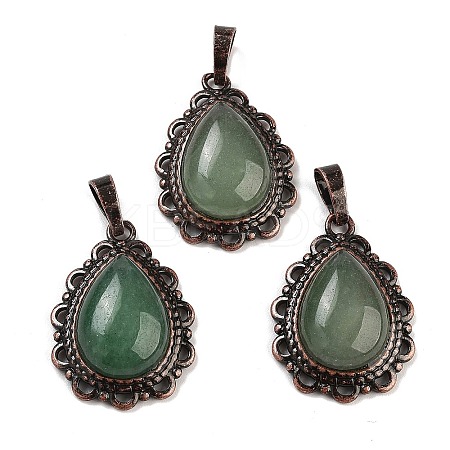 Natural Green Aventurine Teardrop Pendants G-K363-01R-02-1
