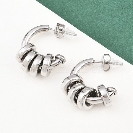 304 Stainless Steel C-Shaped Stud Earrings EJEW-K268-78P-1