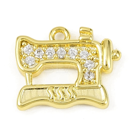 Brass Micro Pave Clear Cubic Zirconia Pendants KK-L238-20G-1