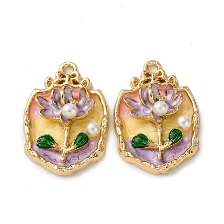 Light Gold Tone Alloy Enamel Pendants ENAM-B028-35KCG-01-1