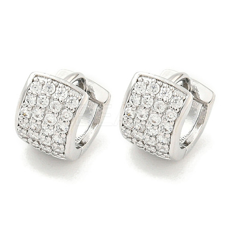 Brass Micro Pave Clear Cubic Zirconia Hoop Earrings Women EJEW-S228-10P-1