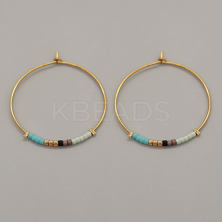 Bohemian Handmade Glass Seed Beads Hoop Earrings AM1646-9-1