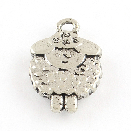 Sheep Tibetan Style Alloy Pendants TIBEP-Q052-27AS-LF-1