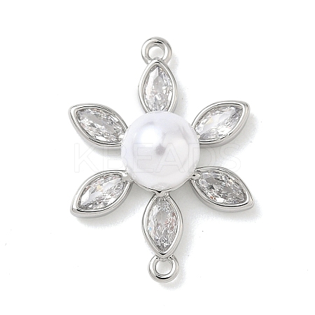 Brass Pave Cubic Zirconia Connector Charms KK-P342-04P-1
