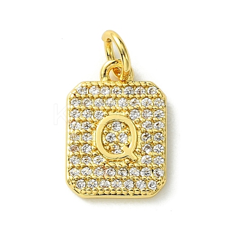 Rack Plating Brass Micro Pave Clear Cubic Zirconia Charms KK-G501-01Q-G-1