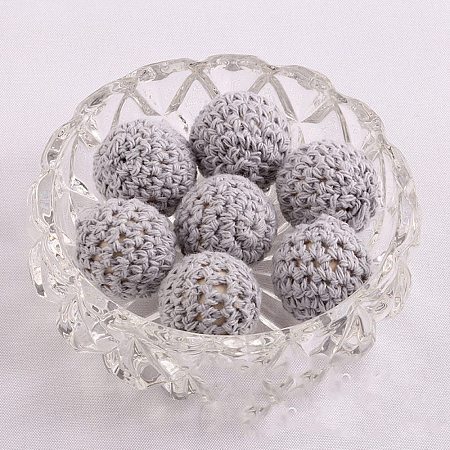 Handmade Woolen Macrame Wooden Pom Pom Ball Beads MAKN-PW0001-047F-1