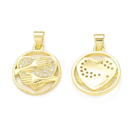 Rack Plating Brass Micro Pave Cubic Zirconia Pendants KK-C011-35G-1