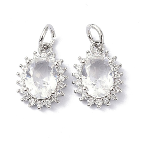 Brass Cubic Zirconia Charms ZIRC-C022-14P-1