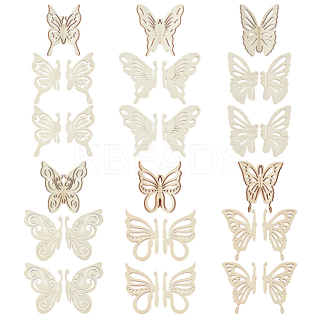 7Sets 3 Styles Unfinished Wood Butterfly Cutouts WOCR-OC0001-04-1