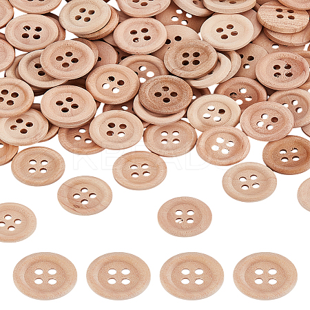 Flat Round Wood Buttons DIY-LP0001-14A-1