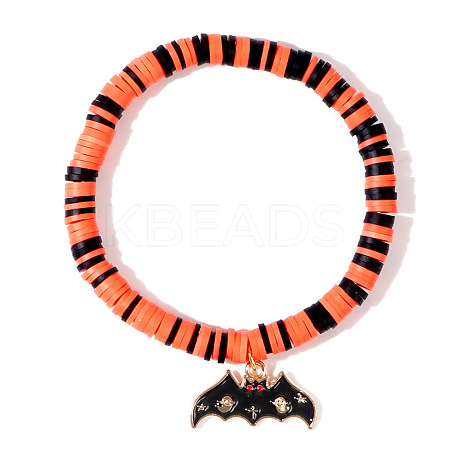 Ghostly Polymer Clay Heishi Stretch Bracelets BH7010-12-1
