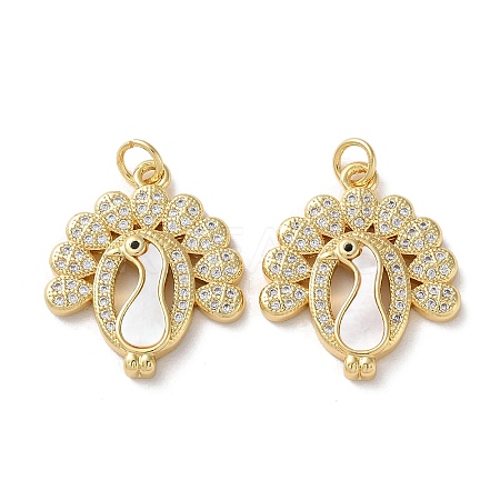 Brass Micro Pave Clear Cubic Zirconia Pendants KK-B083-33C-G-1
