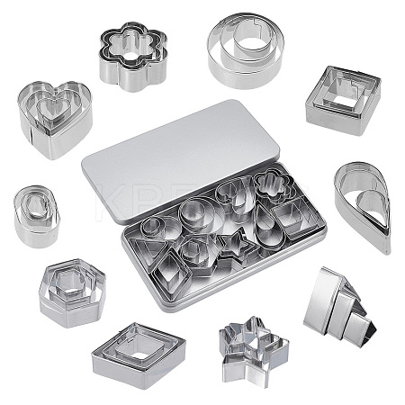 30Pcs 10 Styles Stainless Steel Cookie Cutters DIY-WH0591-098-1