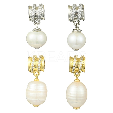 4Pcs 2 Colors Rack Plating Brass Micro Pave Clear Cubic Zirconia Pendants KK-CJ0002-71-1
