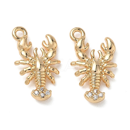 Brass Micro Pave Clear Cubic Zirconia Pendants KK-D261-05G-1